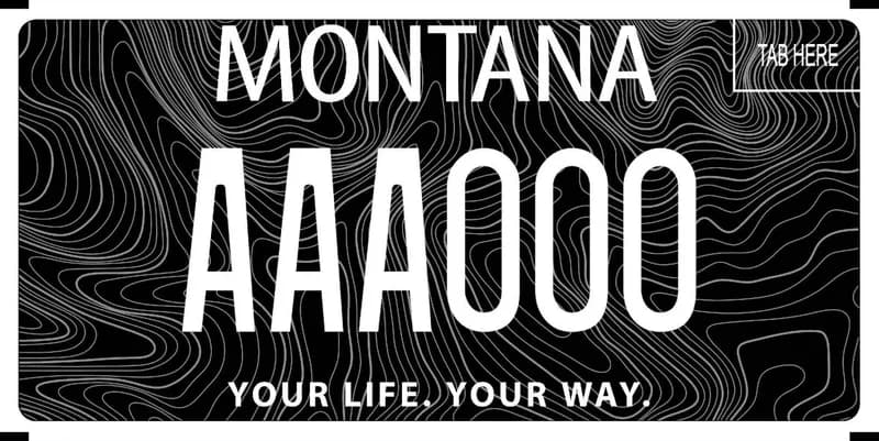 A black license plate with white text and white topography design, lines. Bottom says Your Life, Your Way.